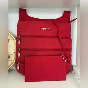 Baggallini Vibrant Red Crossbody Travel Bag with RFID